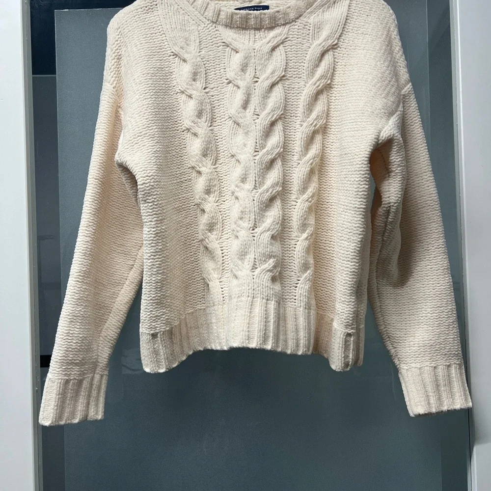 NWOT A&E Cable Knit off-white Sweater - Picture 2 of 7